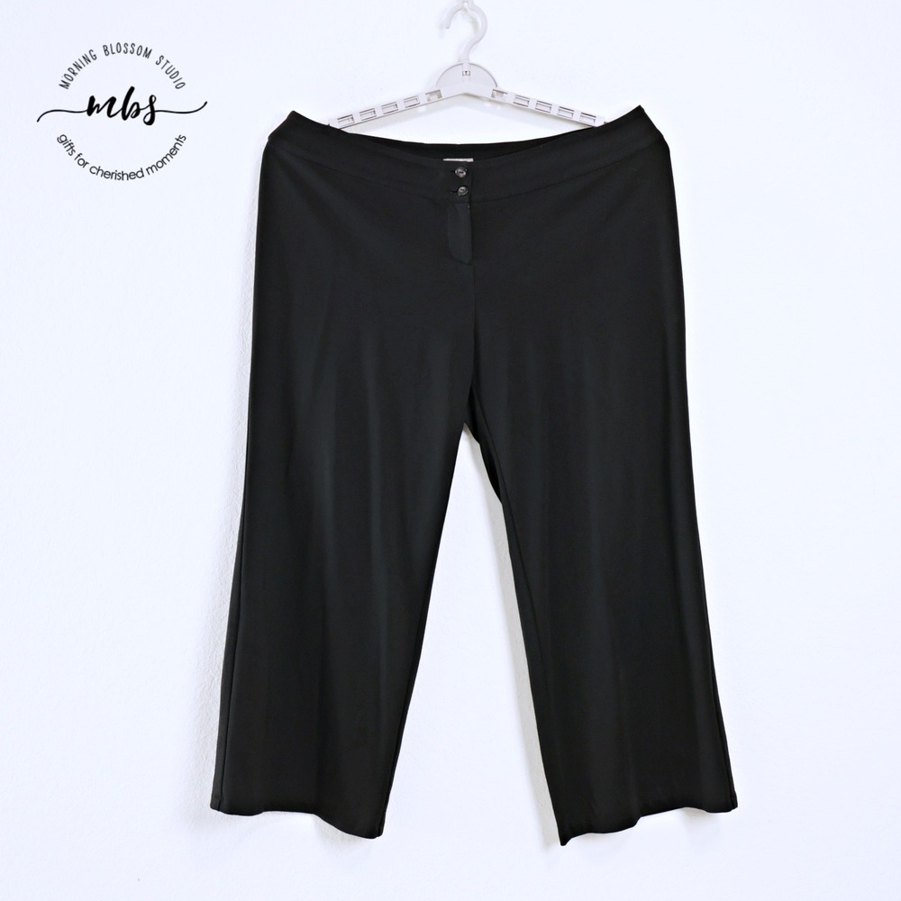 J. Jill Mid Rise Sophisticated Minimalist Solid Wide Leg Pants Black Women 16